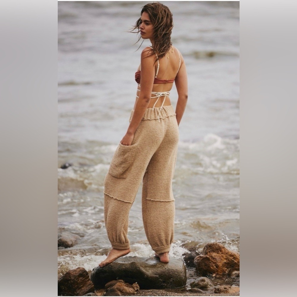 Free People Dane Terry Pants Small Natural Balloon Beach Joggers
